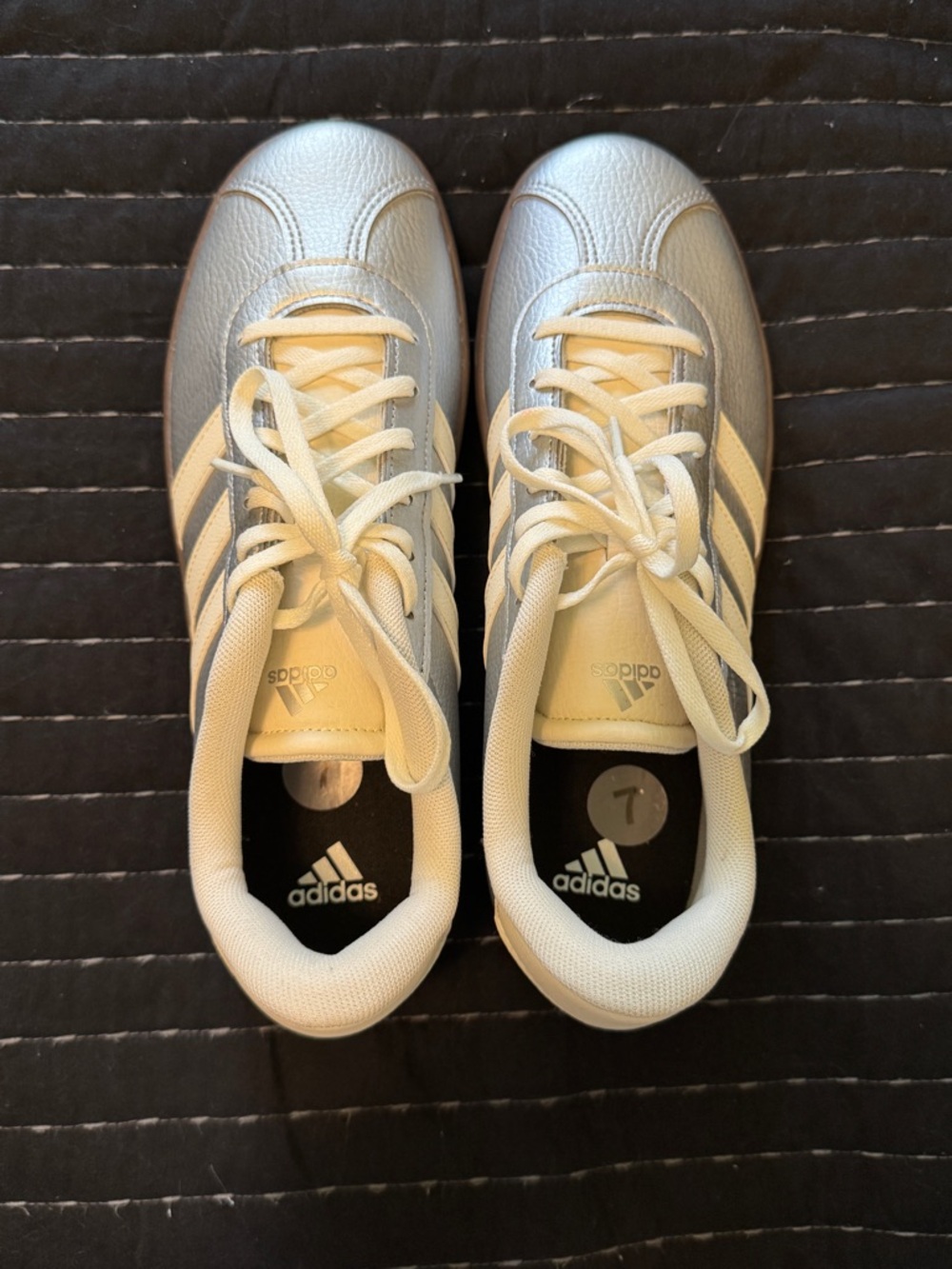 adidas Silver/ Metallic & Cream Sneakers 8.5 W/ 7 M New